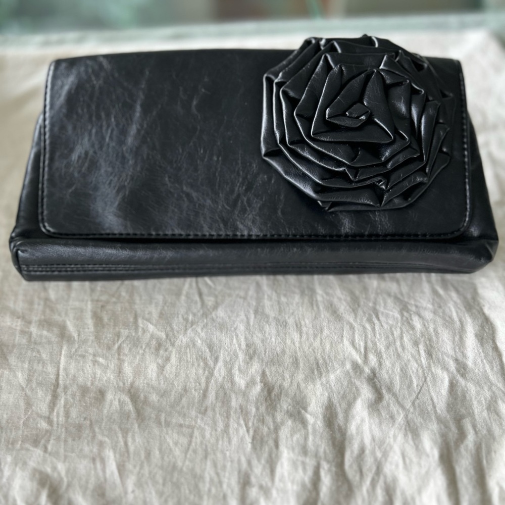 Barneys New York black leather clutch